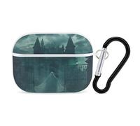 for AirPod Pro 2 Case with Keychain, Shockproof Ghost in The Castle Case Cover Compatible with AirPod Pro 2nd/1st Generation, Support Wireless Charging, Front LED Visible-White