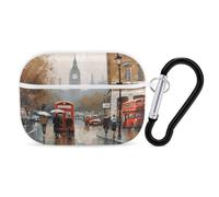 for AirPod Pro 2 Case with Keychain, Shockproof London Impression Case Cover Compatible with AirPod Pro 2nd/1st Generation, Support Wireless Charging, Front LED Visible-White