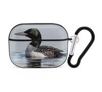 for AirPod Pro 2 Case with Keychain, Shockproof Loon Nature Bird Case Cover Compatible with AirPod Pro 2nd/1st Generation, Support Wireless Charging, Front LED Visible-Black