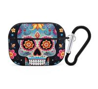 for AirPod Pro 2 Case with Keychain, Shockproof Sugar Skulls Case Cover Compatible with AirPod Pro 2nd/1st Generation, Support Wireless Charging, Front LED Visible-Black