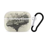 for AirPod Pro 2 Case with Keychain, Shockproof Train in Trees Case Cover Compatible with AirPod Pro 2nd/1st Generation, Support Wireless Charging, Front LED Visible-White
