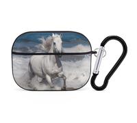 for AirPod Pro 2 Case with Keychain, Shockproof White Horse Running Case Cover Compatible with AirPod Pro 2nd/1st Generation, Support Wireless Charging, Front LED Visible-Black