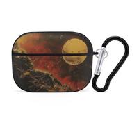 for AirPod Pro 2 Case with Keychain, Shockproof Yellow Sun Case Cover Compatible with AirPod Pro 2nd/1st Generation, Support Wireless Charging, Front LED Visible-Black
