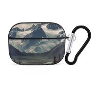 for Airpod Pro 2nd / 1st Generation Alaska Mountains Case Cover Shockproof Protective Case with Keychain Ring Anti-Scratch Hard Pc Full Drop Headphone Cases for Men Women Black