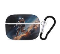 for Airpod Pro 2nd / 1st Generation Astronaut Flying in Space Case Cover Shockproof Protective Case with Keychain Ring Anti-Scratch Hard Pc Full Drop Headphone Cases for Men Women White