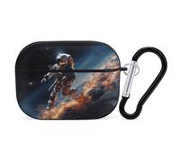 for Airpod Pro 2nd / 1st Generation Astronaut Flying in Space Case Cover Shockproof Protective Case with Keychain Ring Anti-Scratch Hard Pc Full Drop Headphone Cases for Men Women Black