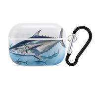 for Airpod Pro 2nd / 1st Generation Bluefin Tuna Thunnus Case Cover Shockproof Protective Case with Keychain Ring Anti-Scratch Hard Pc Full Drop Headphone Cases for Men Women White