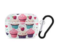for Airpod Pro 2nd / 1st Generation Cupcake Candy Hearts Sweet Case Cover Shockproof Protective Case with Keychain Ring Anti-Scratch Hard Pc Full Drop Headphone Cases for Men Women White