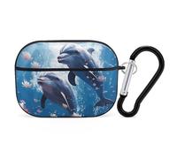 for Airpod Pro 2nd / 1st Generation Dolphins in Love Case Cover Shockproof Protective Case with Keychain Ring Anti-Scratch Hard Pc Full Drop Headphone Cases for Men Women Black