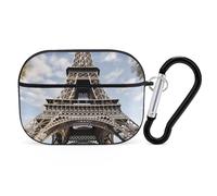 for Airpod Pro 2nd / 1st Generation Eiffel Tower French Paris Monument Case Cover Shockproof Protective Case with Keychain Ring Anti-Scratch Hard Pc Full Drop Headphone Cases for Men Women Black