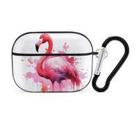 for Airpod Pro 2nd / 1st Generation Flamingo Watercolor Case Cover Shockproof Protective Case with Keychain Ring Anti-Scratch Hard Pc Full Drop Headphone Cases for Men Women Black