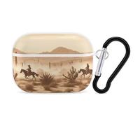 for Airpod Pro 2nd / 1st Generation West Desert Riding Horses Case Cover Shockproof Protective Case with Keychain Ring Anti-Scratch Hard Pc Full Drop Headphone Cases for Men Women White