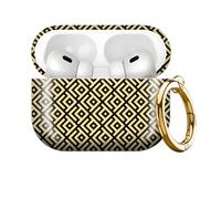 for AirPod PRO 3 2025 Case Shockproof and dustproof Wireless Earbuds case Cover with Golden Ring Keychain(Fish Pattern Plaid)