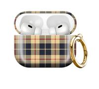 for AirPod PRO 3 2025 Case Shockproof and dustproof Wireless Earbuds case Cover with Golden Ring Keychain(Grid 3)