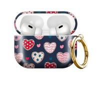 for AirPod PRO 3 2025 Case Shockproof and dustproof Wireless Earbuds case Cover with Golden Ring Keychain(Lovely Heart)