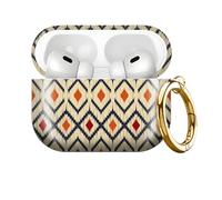 for AirPod PRO 3 2025 Case Shockproof and dustproof Wireless Earbuds case Cover with Golden Ring Keychain(Grid Pattern)