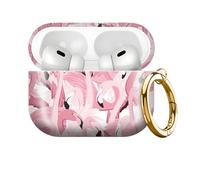 for AirPod PRO 3 2025 Case Shockproof and dustproof Wireless Earbuds case Cover with Golden Ring Keychain(Flamingo)