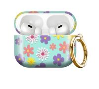 for AirPod PRO 3 2025 Case Shockproof and dustproof Wireless Earbuds case Cover with Golden Ring Keychain(Small Flowers)