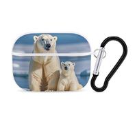 for Airpod Pro Case Cover with Secure Lock Clip Hard 2 Polar Bears Protective Cover Compatible with Airpod Pro 2nd/1st Generation Case for Women Men Front LED Visible White