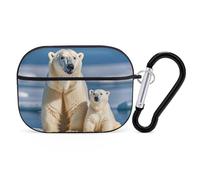 for Airpod Pro Case Cover with Secure Lock Clip Hard 2 Polar Bears Protective Cover Compatible with Airpod Pro 2nd/1st Generation Case for Women Men Front LED Visible Black
