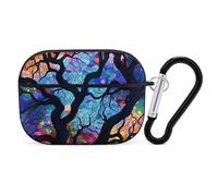 for Airpod Pro Case Cover with Secure Lock Clip Hard Abstract Art of Trees Protective Cover Compatible with Airpod Pro 2nd/1st Generation Case for Women Men Front LED Visible Black