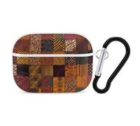 for Airpod Pro Case Cover with Secure Lock Clip Hard African Style Patchwork Protective Cover Compatible with Airpod Pro 2nd/1st Generation Case for Women Men Front LED Visible White
