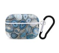 for Airpod Pro Case Cover with Secure Lock Clip Hard Agate Slice Pattern Protective Cover Compatible with Airpod Pro 2nd/1st Generation Case for Women Men Front LED Visible White