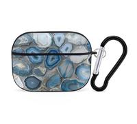 for Airpod Pro Case Cover with Secure Lock Clip Hard Agate Slice Pattern Protective Cover Compatible with Airpod Pro 2nd/1st Generation Case for Women Men Front LED Visible Black