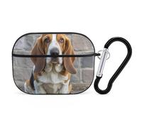 for Airpod Pro Case Cover with Secure Lock Clip Hard Basset Hound Protective Cover Compatible with Airpod Pro 2nd/1st Generation Case for Women Men Front LED Visible Black