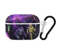 for Airpod Pro Case Cover with Secure Lock Clip Hard Black Light Art Halloween Protective Cover Compatible with Airpod Pro 2nd/1st Generation Case for Women Men Front LED Visible White
