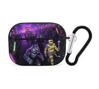 for Airpod Pro Case Cover with Secure Lock Clip Hard Black Light Art Halloween Protective Cover Compatible with Airpod Pro 2nd/1st Generation Case for Women Men Front LED Visible Black