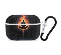 for Airpod Pro Case Cover with Secure Lock Clip Hard Blacklight Seven Chakra Yoga Meditation Protective Cover Compatible with Airpod Pro 2nd/1st Generation Case for Women Men Front LED Visible White
