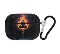 for Airpod Pro Case Cover with Secure Lock Clip Hard Blacklight Seven Chakra Yoga Meditation Protective Cover Compatible with Airpod Pro 2nd/1st Generation Case for Women Men Front LED Visible Black