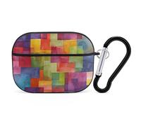 for Airpod Pro Case Cover with Secure Lock Clip Hard Bright Colors Abstract Protective Cover Compatible with Airpod Pro 2nd/1st Generation Case for Women Men Front LED Visible Black