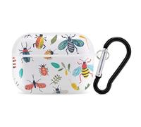 for Airpod Pro Case Cover with Secure Lock Clip Hard Bright Insect Pattern Protective Cover Compatible with Airpod Pro 2nd/1st Generation Case for Women Men Front LED Visible White