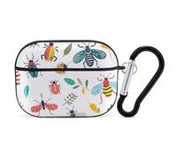 for Airpod Pro Case Cover with Secure Lock Clip Hard Bright Insect Pattern Protective Cover Compatible with Airpod Pro 2nd/1st Generation Case for Women Men Front LED Visible Black