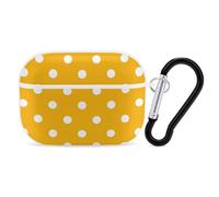 for Airpod Pro Case Cover with Secure Lock Clip Hard Bright Yellow Dot Protective Cover Compatible with Airpod Pro 2nd/1st Generation Case for Women Men Front LED Visible White