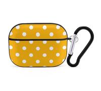 for Airpod Pro Case Cover with Secure Lock Clip Hard Bright Yellow Dot Protective Cover Compatible with Airpod Pro 2nd/1st Generation Case for Women Men Front LED Visible Black