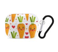 for Airpod Pro Case Cover with Secure Lock Clip Hard Carrot in Cartoon Style Protective Cover Compatible with Airpod Pro 2nd/1st Generation Case for Women Men Front LED Visible White