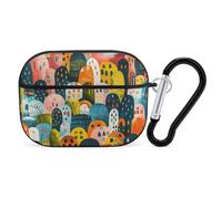 for Airpod Pro Case Cover with Secure Lock Clip Hard Cartoon Color City Protective Cover Compatible with Airpod Pro 2nd/1st Generation Case for Women Men Front LED Visible Black