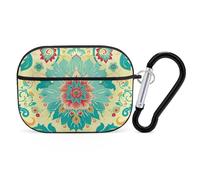 for Airpod Pro Case Cover with Secure Lock Clip Hard Cartoon Floral Pattern Protective Cover Compatible with Airpod Pro 2nd/1st Generation Case for Women Men Front LED Visible Black