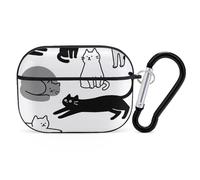 for Airpod Pro Case Cover with Secure Lock Clip Hard Cat Protective Cover Compatible with Airpod Pro 2nd/1st Generation Case for Women Men Front LED Visible Black