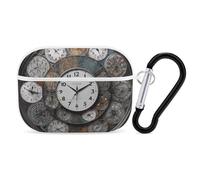 for Airpod Pro Case Cover with Secure Lock Clip Hard Clock Art Protective Cover Compatible with Airpod Pro 2nd/1st Generation Case for Women Men Front LED Visible White