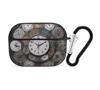 for Airpod Pro Case Cover with Secure Lock Clip Hard Clock Art Protective Cover Compatible with Airpod Pro 2nd/1st Generation Case for Women Men Front LED Visible Black