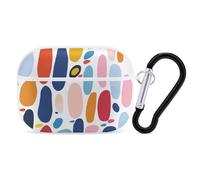 for Airpod Pro Case Cover with Secure Lock Clip Hard Colored Oval Image Protective Cover Compatible with Airpod Pro 2nd/1st Generation Case for Women Men Front LED Visible White