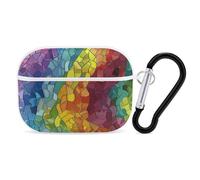 for Airpod Pro Case Cover with Secure Lock Clip Hard Colorful Abstract Pattern Protective Cover Compatible with Airpod Pro 2nd/1st Generation Case for Women Men Front LED Visible White
