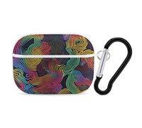 for Airpod Pro Case Cover with Secure Lock Clip Hard Colorful Shape Pattern Protective Cover Compatible with Airpod Pro 2nd/1st Generation Case for Women Men Front LED Visible White