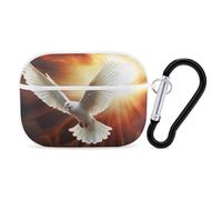 for Airpod Pro Case Cover with Secure Lock Clip Hard Dove Sun Art Protective Cover Compatible with Airpod Pro 2nd/1st Generation Case for Women Men Front LED Visible White
