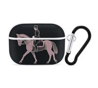 for Airpod Pro Case Cover with Secure Lock Clip Hard Dressage Rider Horse Protective Cover Compatible with Airpod Pro 2nd/1st Generation Case for Women Men Front LED Visible White