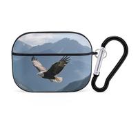 for Airpod Pro Case Cover with Secure Lock Clip Hard Eagles Fly in The Valley Protective Cover Compatible with Airpod Pro 2nd/1st Generation Case for Women Men Front LED Visible Black